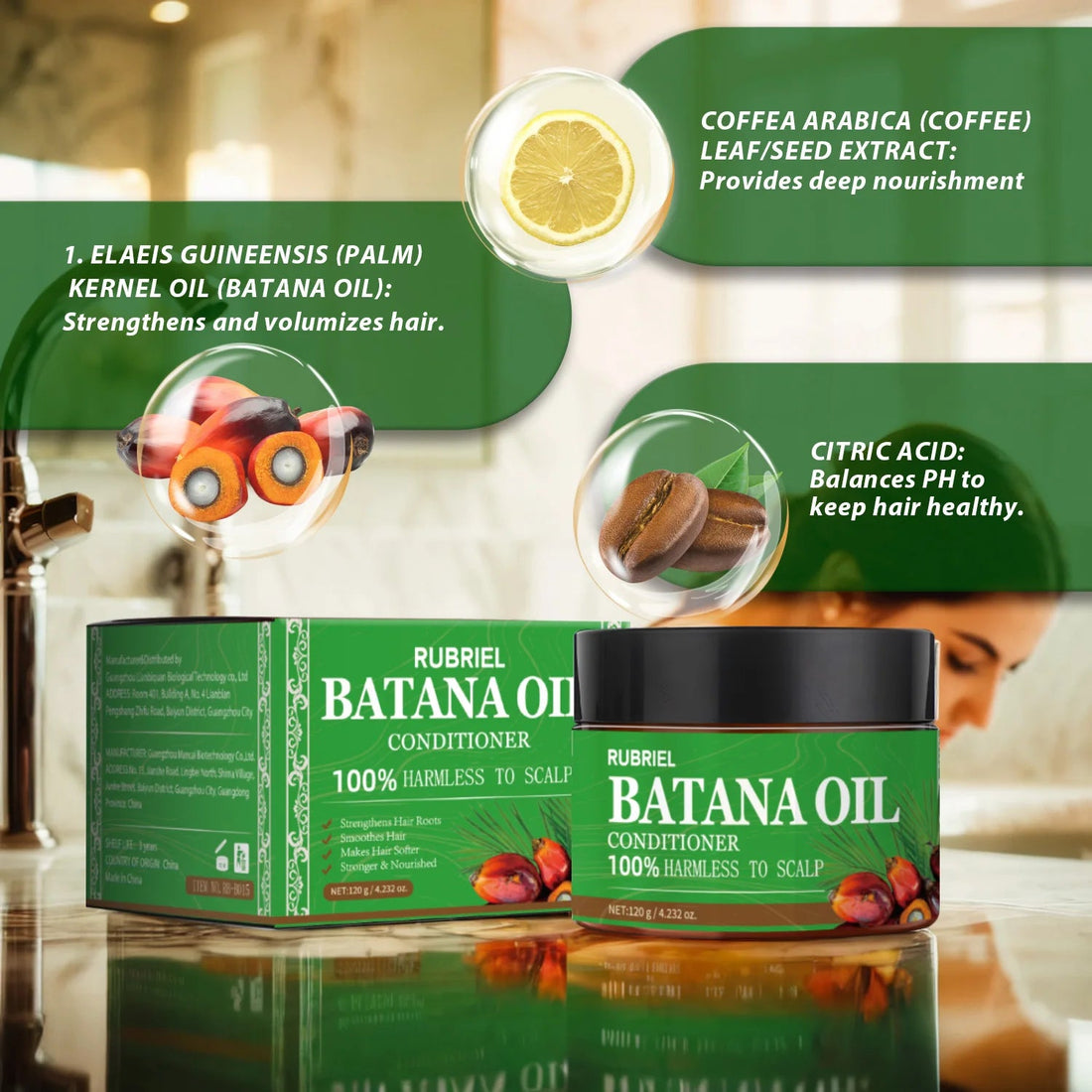 120g Batana Oil Shampoo & Conditioner Set Strengthens Hair Roots Repairs damaged Hair Deeply Nourishment Smooth Hair Conditioner Halalzen