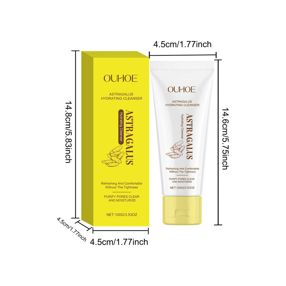 Astragalus Hydrating Facial Cleanser Purifying Pores Deep Cleansing Hydrating Moisturizing Refreshing Non-Drying Daily Face Wash Halalzen