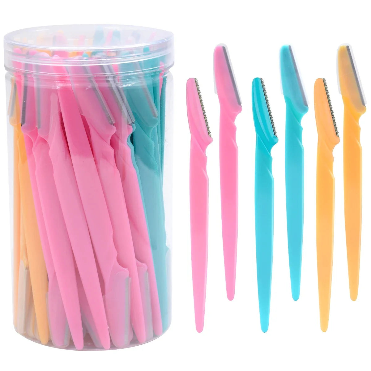 30Pcs/Bottle Eyebrow Razors With Container Facial Eye Brow Trimmer In Case Hair Removal Shaver Safe Blades Trimming Tools Halalzen