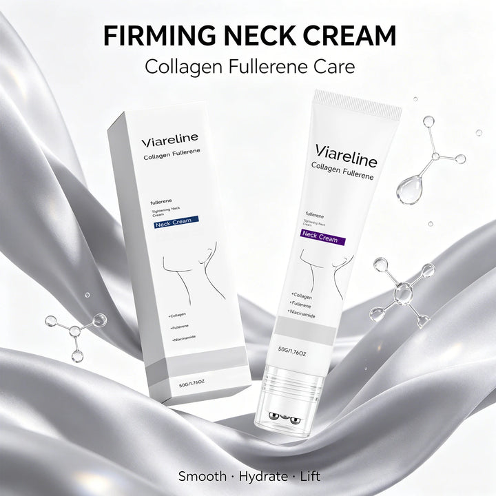 Collagen Fullerene Neck Cream Niacinamide Brightening Jawline Tighten Lift Firming Anti-Wrinkle Neck Care Moisturizing Cream with Rollers