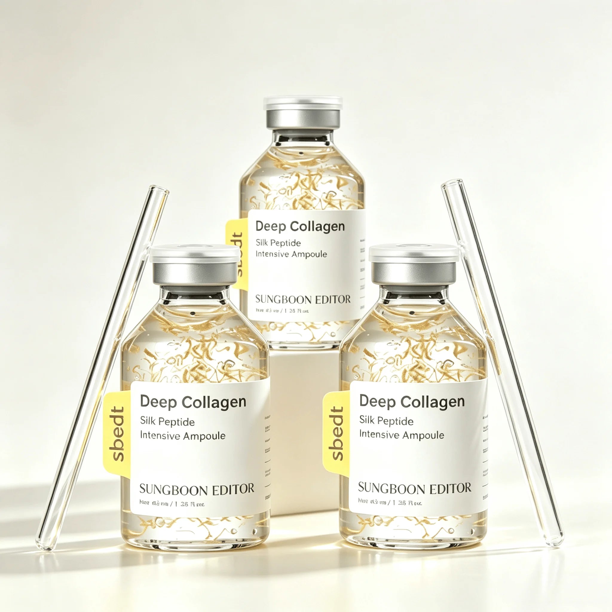 3pcs SUNGBOON EDITOR Glow Intensive Silk Peptide Ampoule, Copper Peptides Serum for Face with Collagen & Multi Peptides, Hydrating Korean Skincare Facial Serum for Smooth-Looking Skin, 1.35 fl oz
