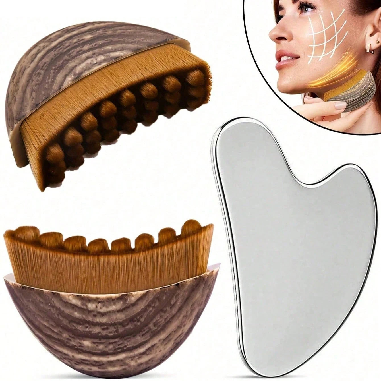 Lymph Contour Facial Brush, Lymphatic Drainage Massager, Ergonomically Designed to Accurately Fit the Skin