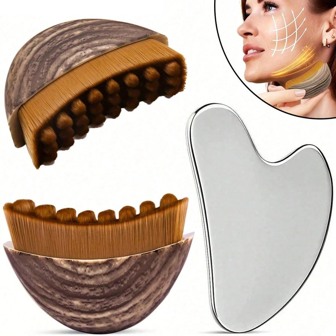 Lymph Contour Facial Brush, Lymphatic Drainage Massager, Ergonomically Designed to Accurately Fit the Skin