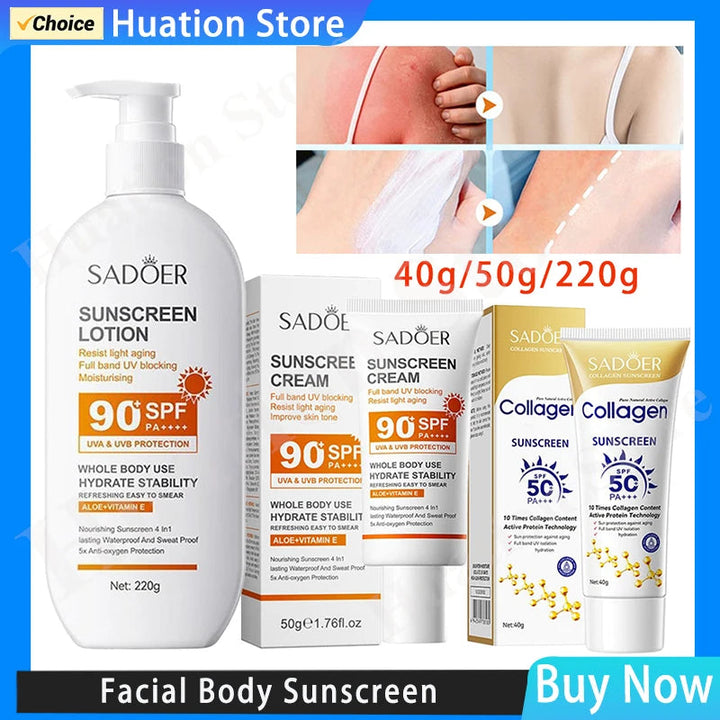 Facial Body Sunscreen SPF90+/SPF50+ Anti Sun UV Protector Solar Skin Protective Sunblock Oil-Control Moisturizing Sun Cream Halalzen