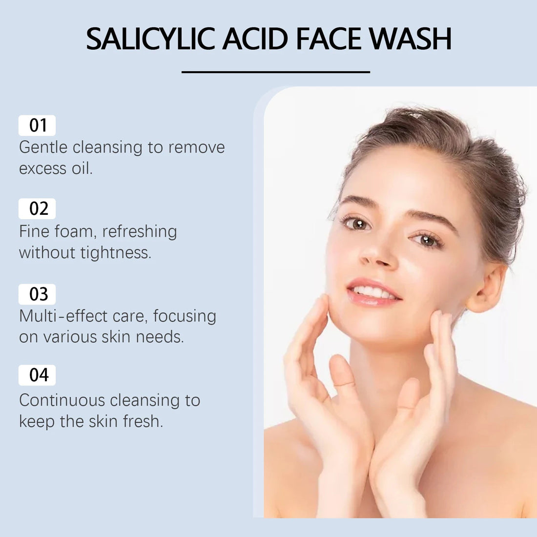 Salicylic Acid Facial Cleanser Acne Treatment Moisturizing Oil Control Skincare Face Wash Cleansing Pore Hydrating Skin Care Halalzen