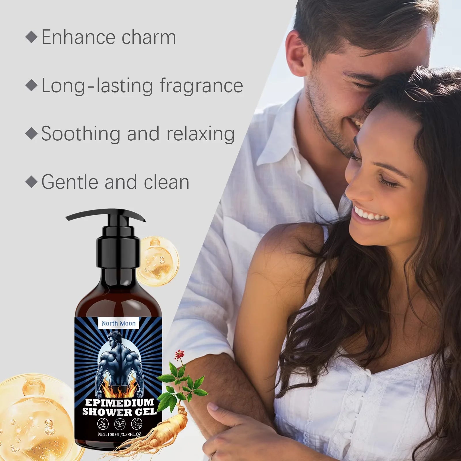 North Moon Men Coconut Oil Shower Gel Removing Exfoliate Lasting Nourish Smooth Reduce Dry For Sensitive Skin Body Washing Gels Halalzen