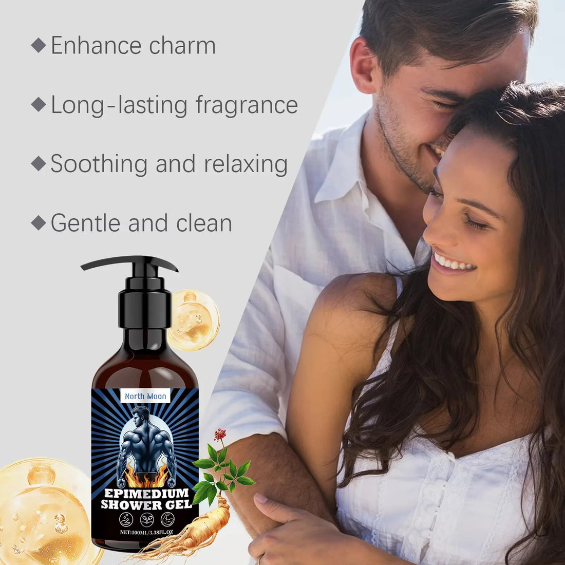 North Moon Men Coconut Oil Shower Gel Removing Exfoliate Lasting Nourish Smooth Reduce Dry For Sensitive Skin Body Washing Gels Halalzen