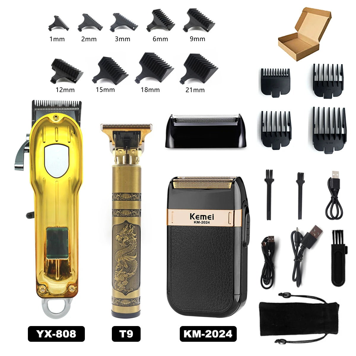 Professional T9 Hair Trimmer Machine Metal Body Beard Trimmer for Men Stainless Steel Blade Hair Clipper Beard Trimmer Halalzen