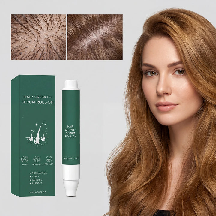 20ml Rosemary Oil Hair Growth Serum Roll-on Biotin Caffeine Peptides Scalp Massager Anti Hair Loss Thinning Treatment Spray