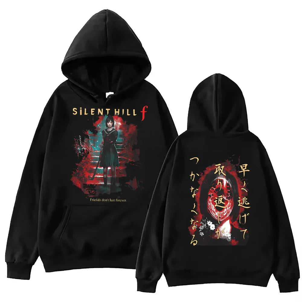 Silent Hill Double Sided Print Hoodie Men Women Harajuku Vintage Hooded Sweatshirts Gothic Fashion Pullovers