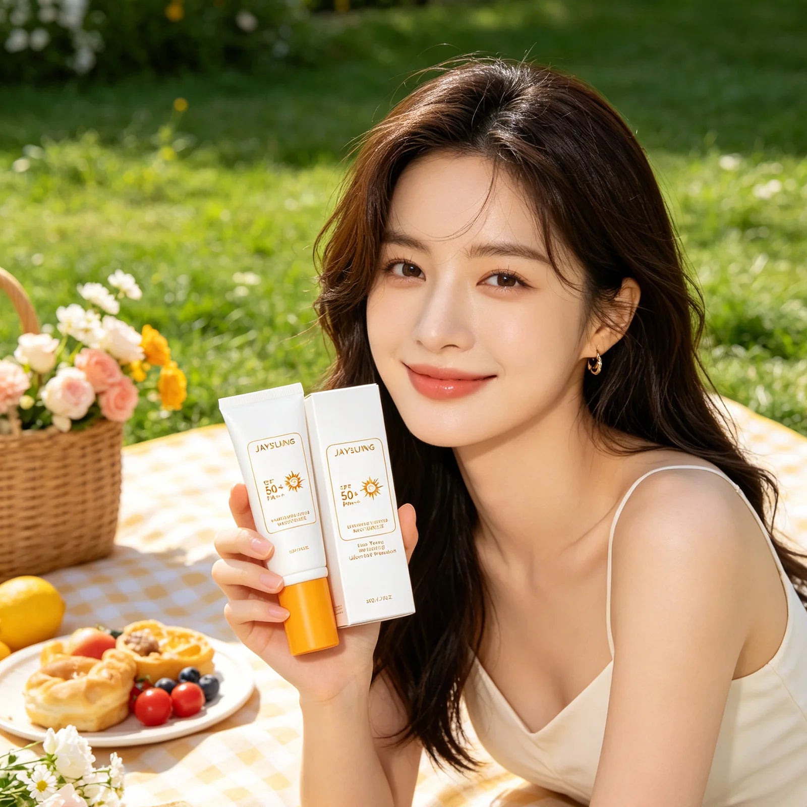 Jaysuing Tinted Sunscreen Spf 50 Anti UV Protection Waterproof Even Skin Tone Matte Finish Summer Outdoor Tinted Moisturizer 50g