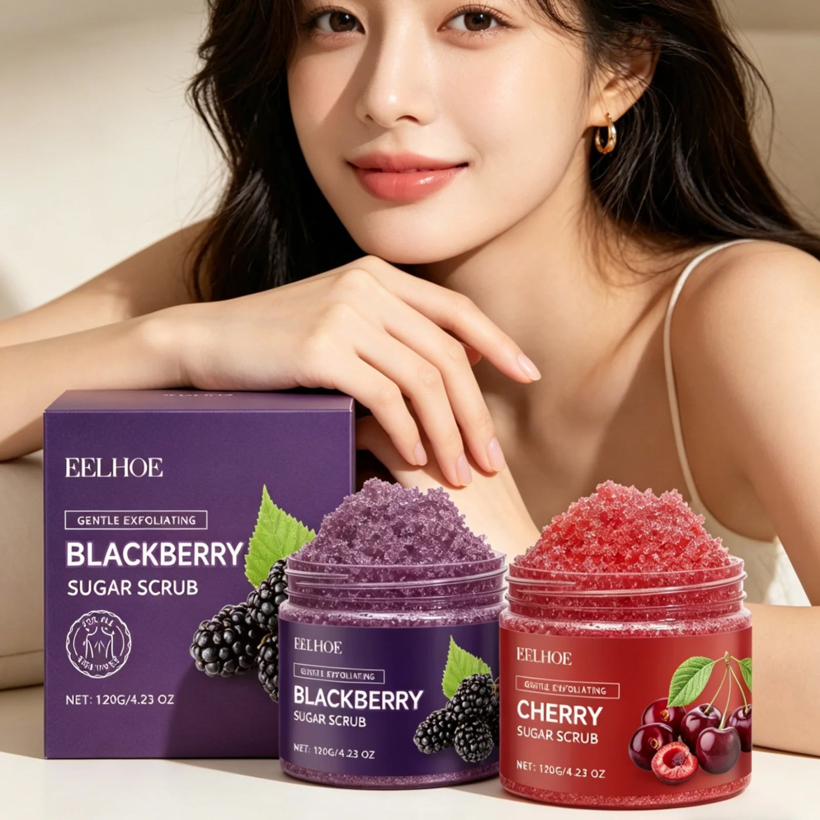EELHOE Body Scrub Dead Skin Removal Smoothing Skin Brightening Deep Moisturizing Natural Ingredients Mild Exfoliating Scrub 120g