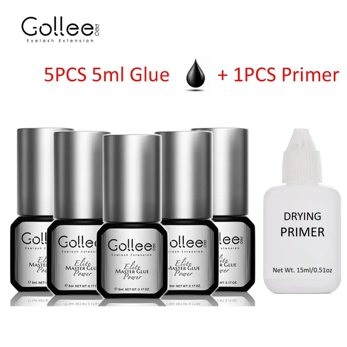 5Pcs Gollee 5ml Eyelashes Adhesive Glue Lash Bonder 15ml Low Odor False Eyelash Glue Waterproof Eye Lash Cosmetic Tools Makeup