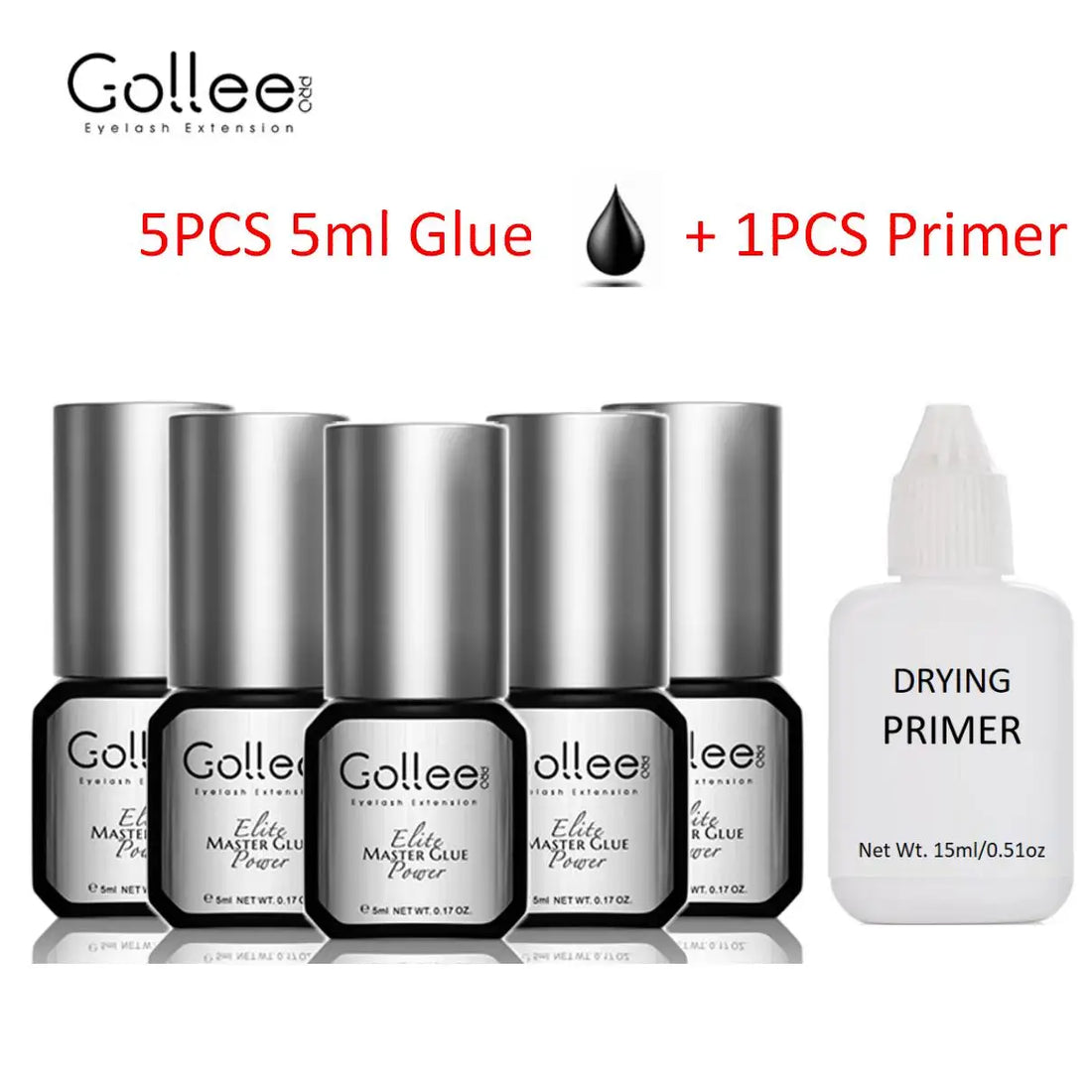 5Pcs Gollee 5ml Eyelashes Adhesive Glue Lash Bonder 15ml Low Odor False Eyelash Glue Waterproof Eye Lash Cosmetic Tools Makeup