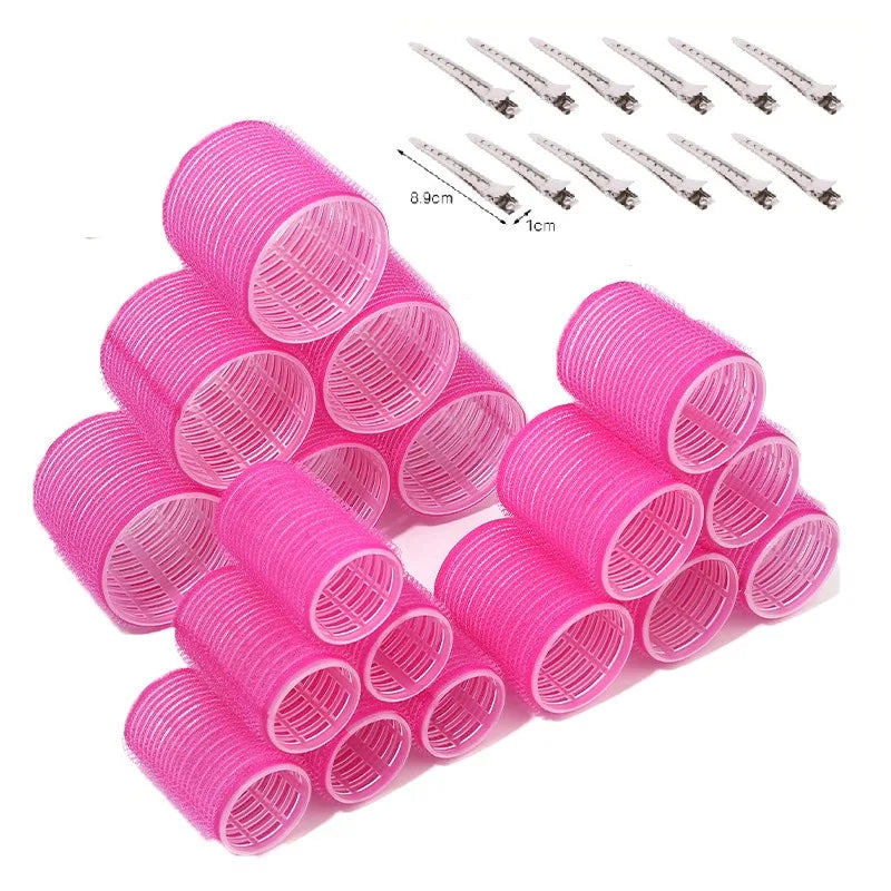 Heatless Hair Styling Kit Self-Grip Rollers with 12Pcs /18Pcs Hair Rollers and 12pcs Clips for DIY Hair Styling Easy To Use
