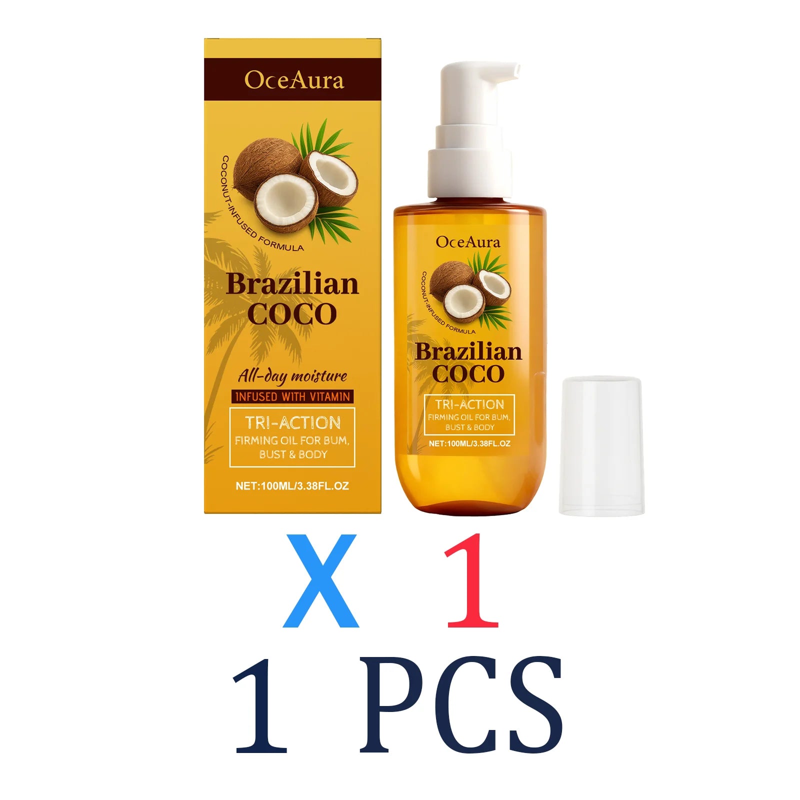 Coconut Body Oil Firming & Moisturizing Skin Care for Body Butt Chest Vitamin Enriched Dry Skin Remedy Nourishing Fast Absorbing