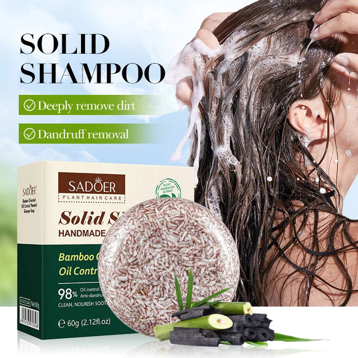 Bamboo Charcoal Shampoo Soap Anti Dandruff Anti Itching Deep Cleansing Hair Soap Lightening Strengthening Hair Roots Refreshing Halalzen