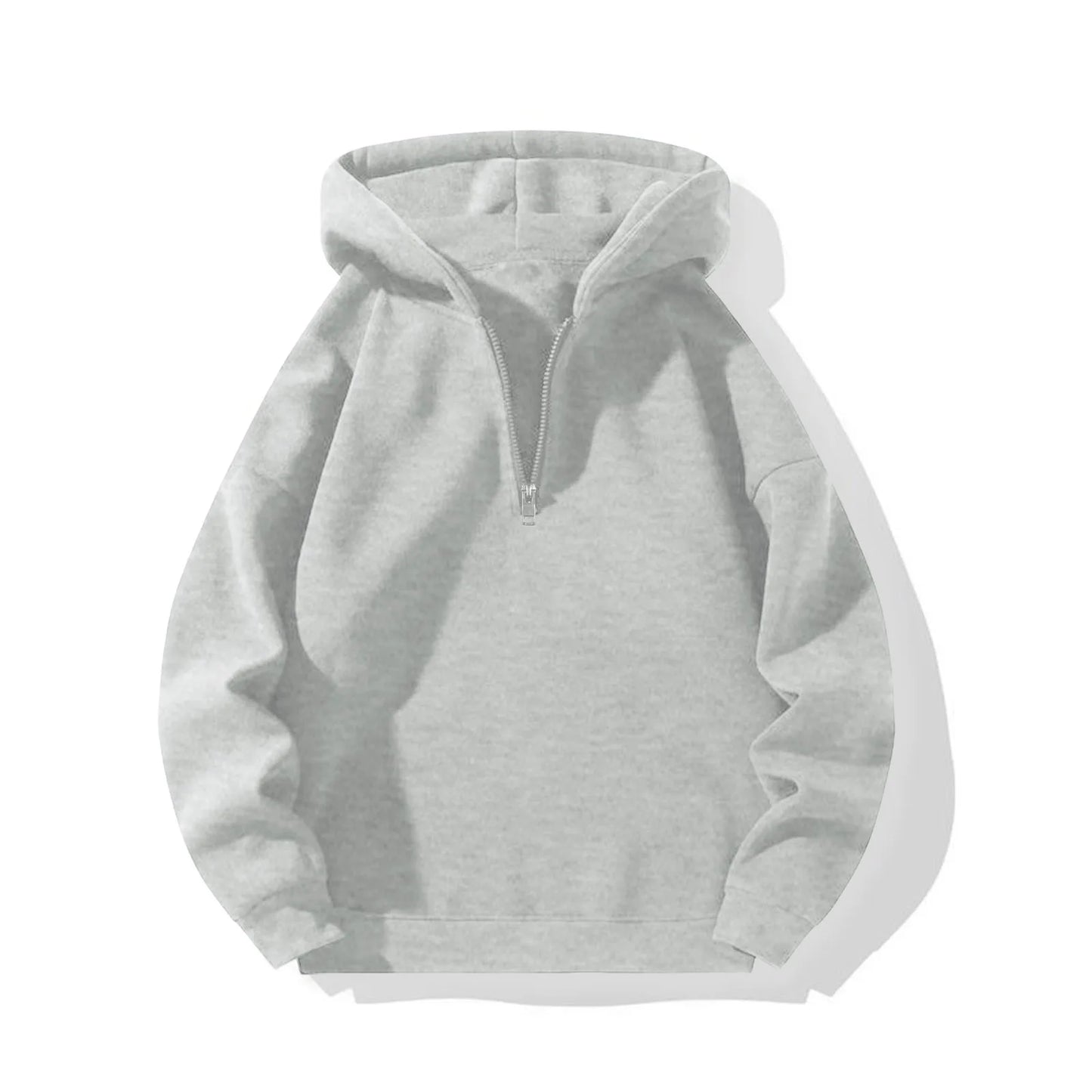 Men's Casual Hoodies Oversized Half Zip Sweatshirts Pullover Tops Solid Color Mens Clothing Streetwear Harajuku Male Hoodie