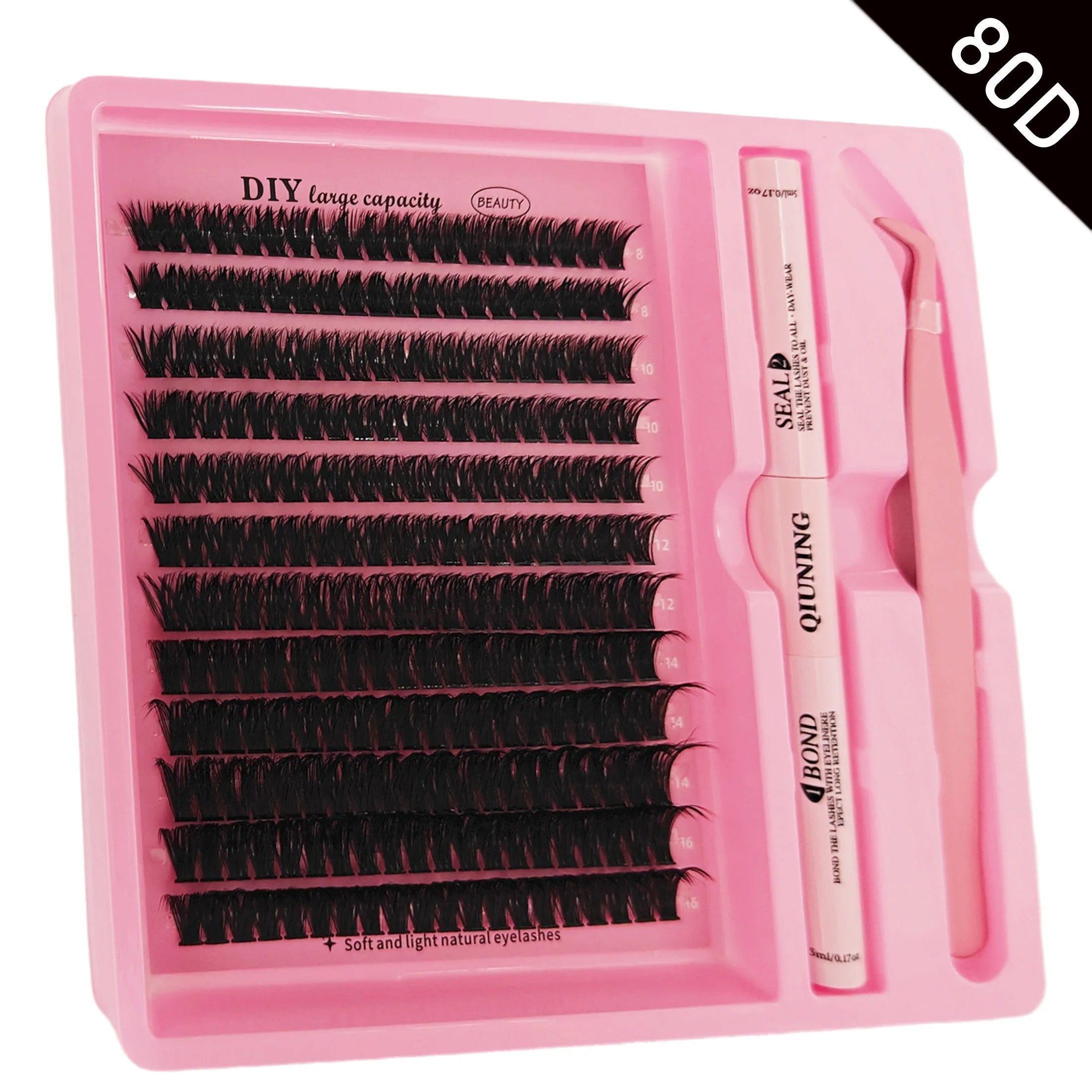 QIUNING Eyelash Clusters Kit Fluffy Individual Lashes Lash Bond and Seal and Remover Faux Mink Lashes Eyelash Extension DIY Halalzen