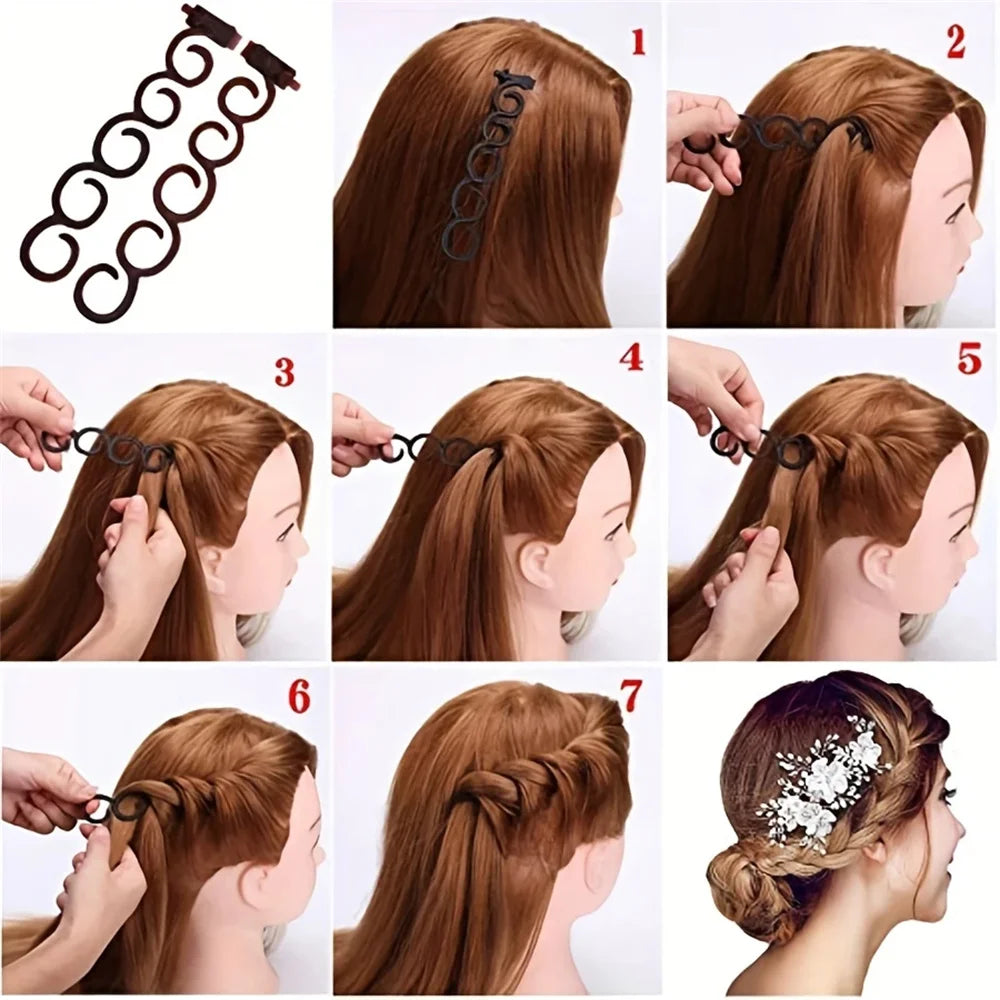 DIY Hair Braiding Tool Fishbone Braid Maker Set Simple Lazy Braider For Women All Hair Types Ponytail Bow-Shaped Styling Access Halalzen