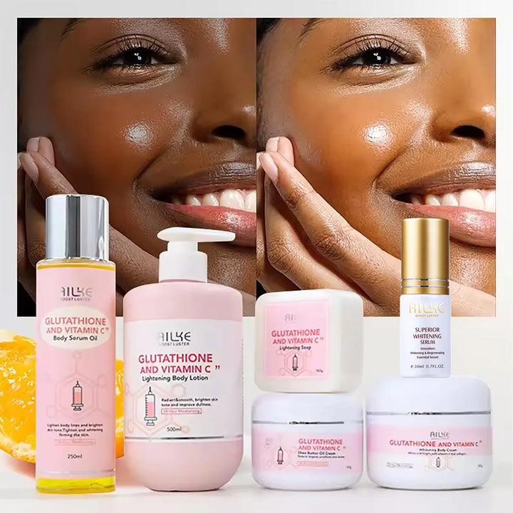 AILKE Whitening Skin Care Set, With Glutathion Vitamin C, Brighter Smoother Skin, Reduce Dark Spots, Clean Skin, Moisturizing
