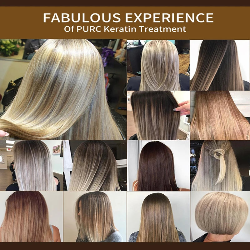PURC Brazilian Keratin Hair Treatment Keratin Straightening Curly Hair Smoothing Repair Permed Damaged Hair Care Products Halalzen