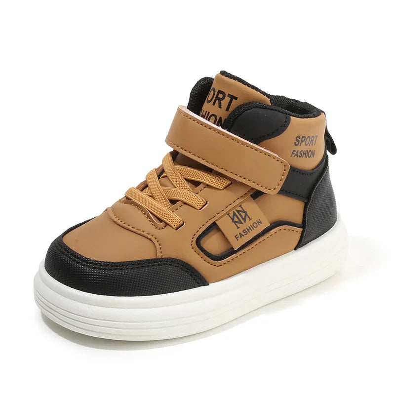 Autumn Children's High Top Casual Sports Shoes 2025 New Boys Board Shoes Soft Sole Baby Toddler Comfortable Outdoor Sneakers