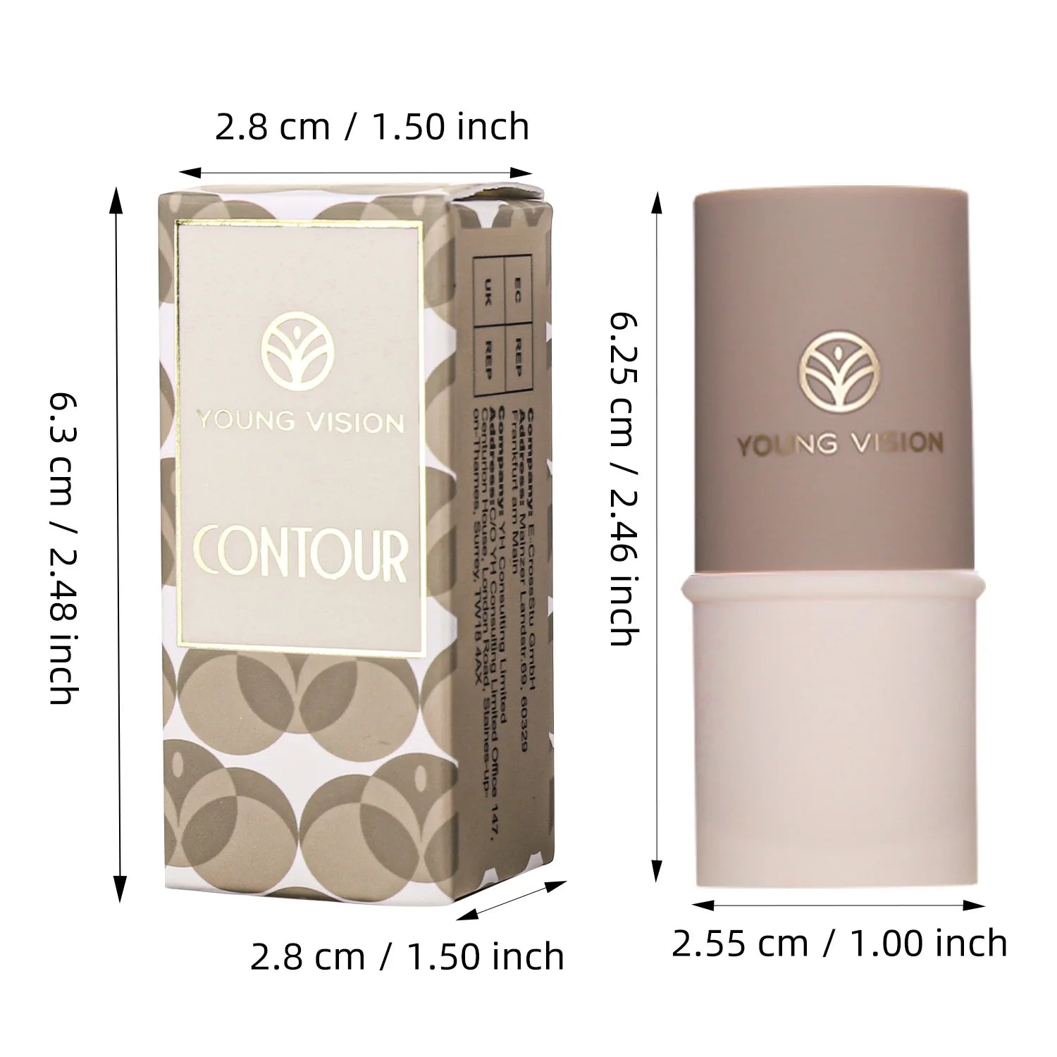 YOUNG VISION Face Contour Highlighter Stick, Dual-Ended Cream Concealer Shading Stick for Nose, Collarbone, Natural 3D Makeup