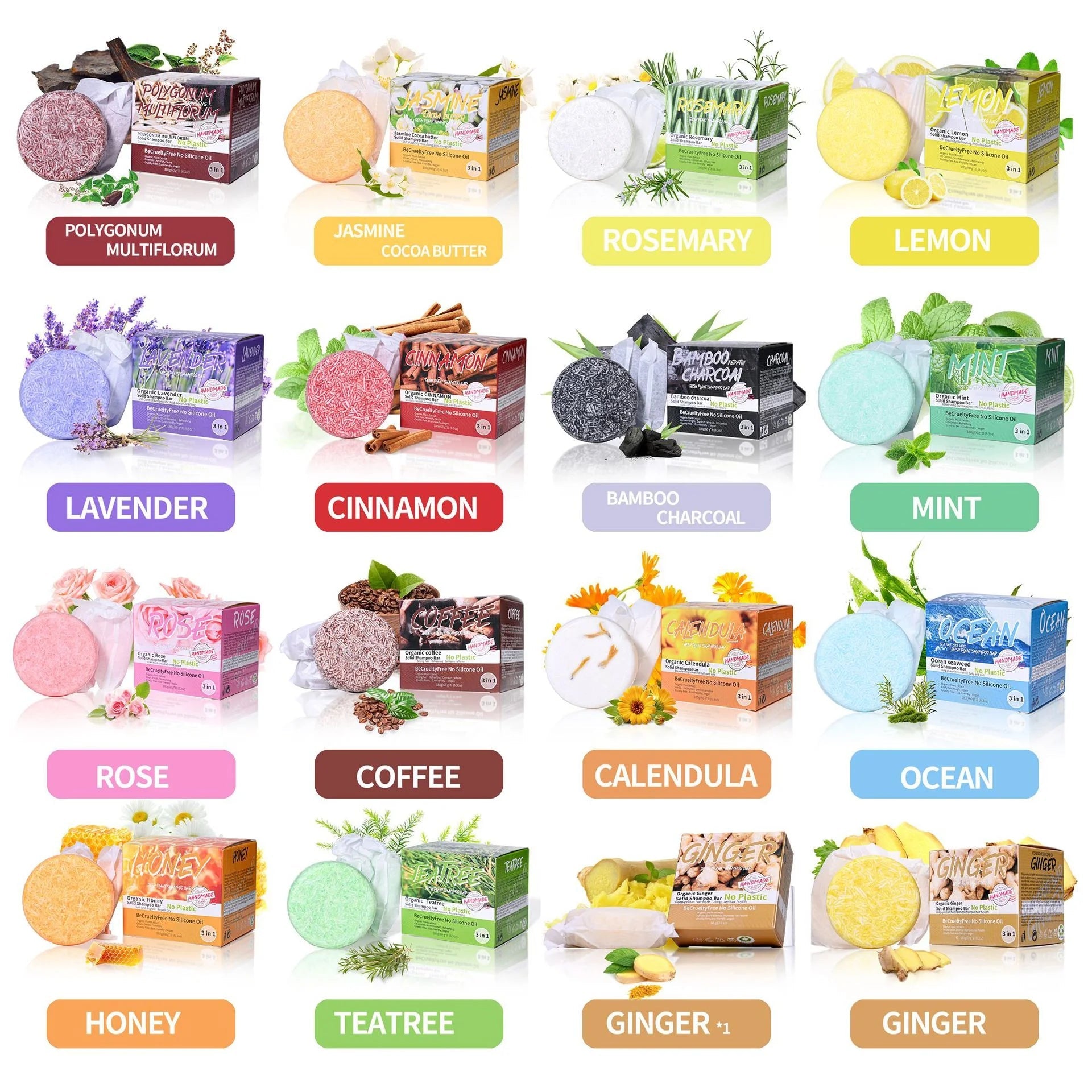 60g *3 in 1 Mint Shampoo Handmade Soap for Oil Control Dandruff Removal Balance Water and Oil Halalzen