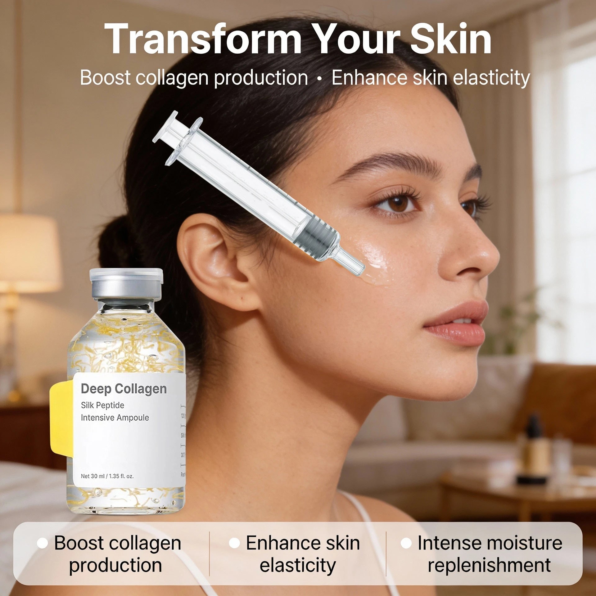 Collagen Peptide Anti-Aging Ampoule | Silk Protein Serum For Skin Tightening & Elasticity Boost Halalzen