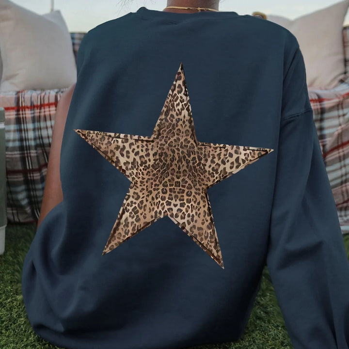Leopard Star Graphic Sweatshirt Oversized Y2k Sweatshirt Cheetah Hoodie Streetwear Unisex Pullover Tops Autumn Female Clothing
