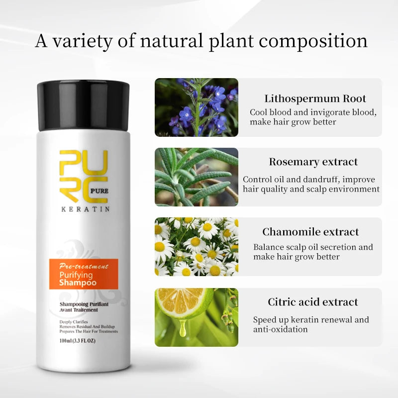 PURC Hair Purifying Shampoo Conditioner Keratin Hair Treatment Straightening Smoothing Professional Hair Care Salon Products Halalzen