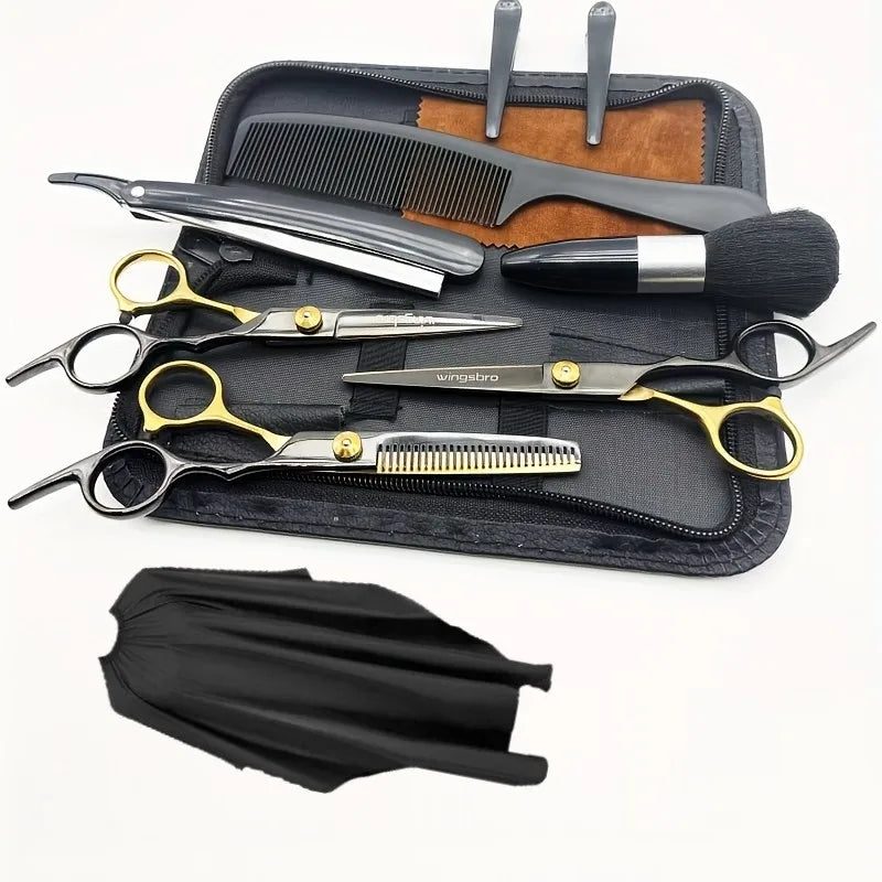 Wingsbro 11Pcs Professional Hairdressing Scissors Stainless Steel Barber Hair Cutting Scissors Sets Salon Hair Styling Tools