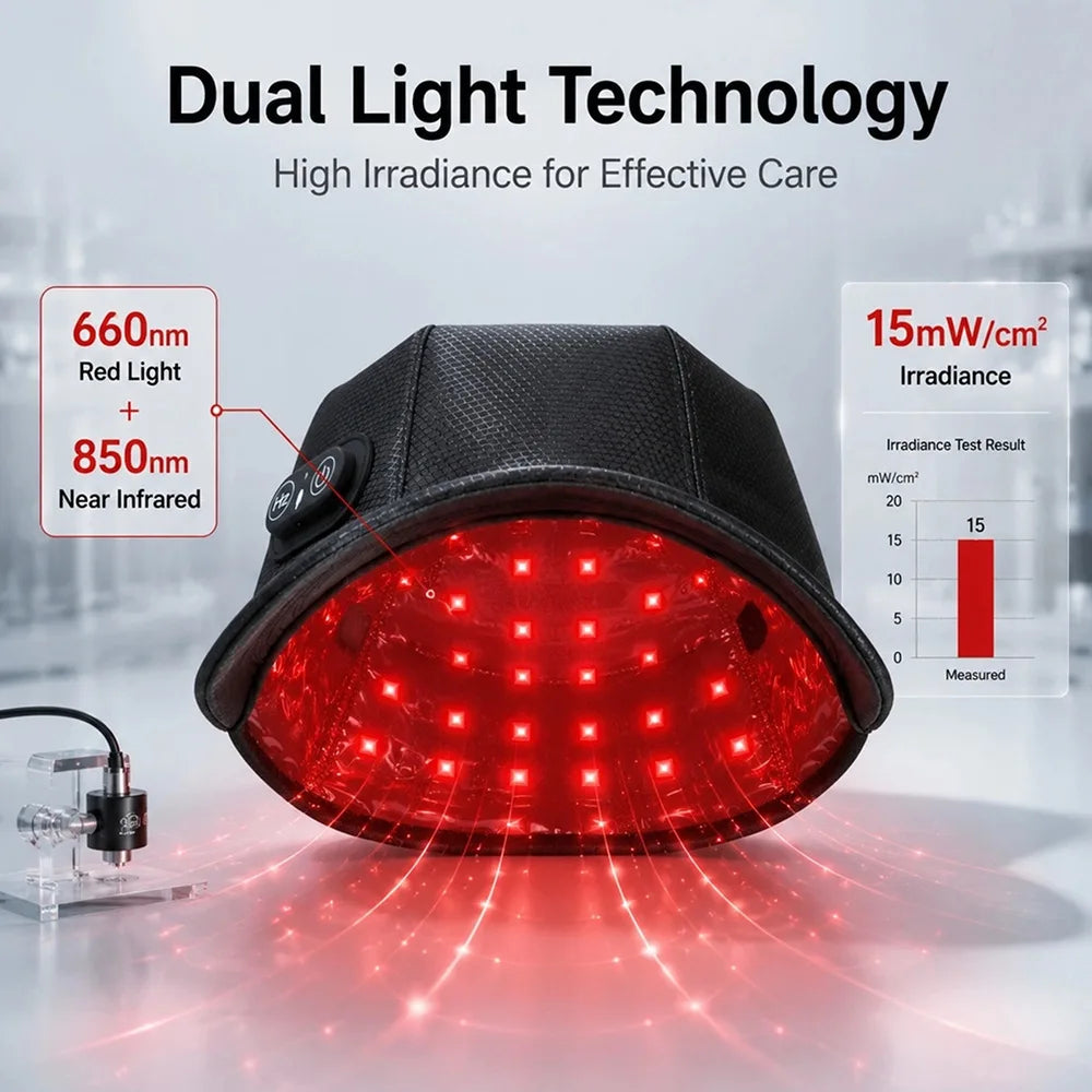 Infrared Red Light Hair Growth Cap 650nm 850nm Hair Loss Treatment Hat Anti Hair Loss Restore Hair Thickness Hair Regrowth Care