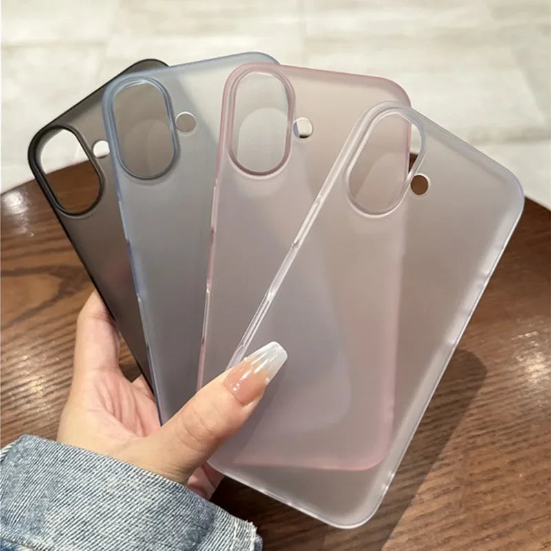 Transparente, matte Hartplastik-Handyhülle (PC) für iPhone 17, 16, 15, 14, 13, 12 Pro Max Plus – stoßfester Rundumschutz