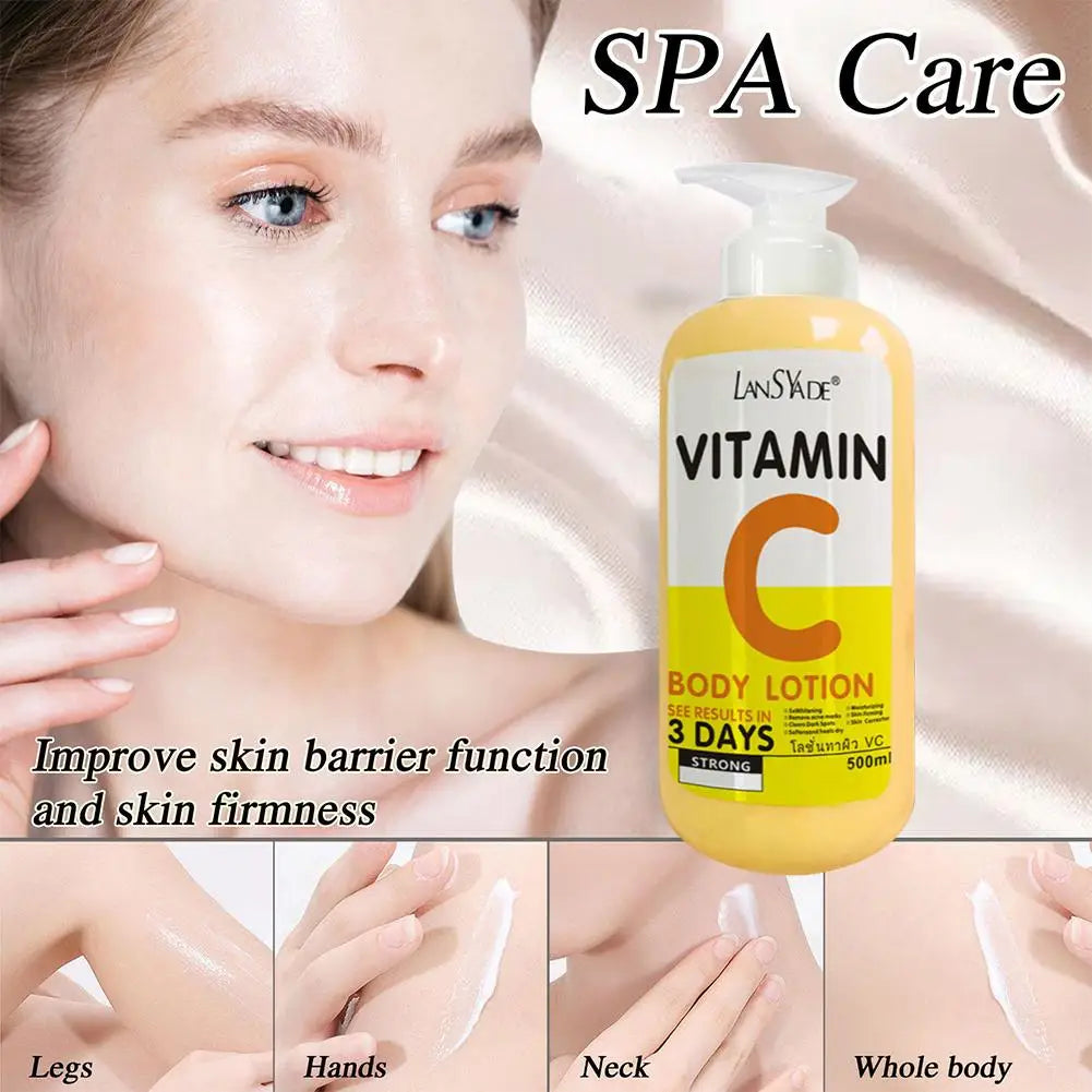 AHA Whitening Body Lotion 500ml, Hydroxy Acid VC VE Brightening Skin Moisturizer,Dark Spots Remover Firming Hydrating Body Cream