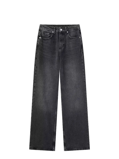 HH Female Fashion Denim Jeans Loose Solid Long Pants With Gradient All Match Streetwear Mujer Casual Baggy Chic Trousers