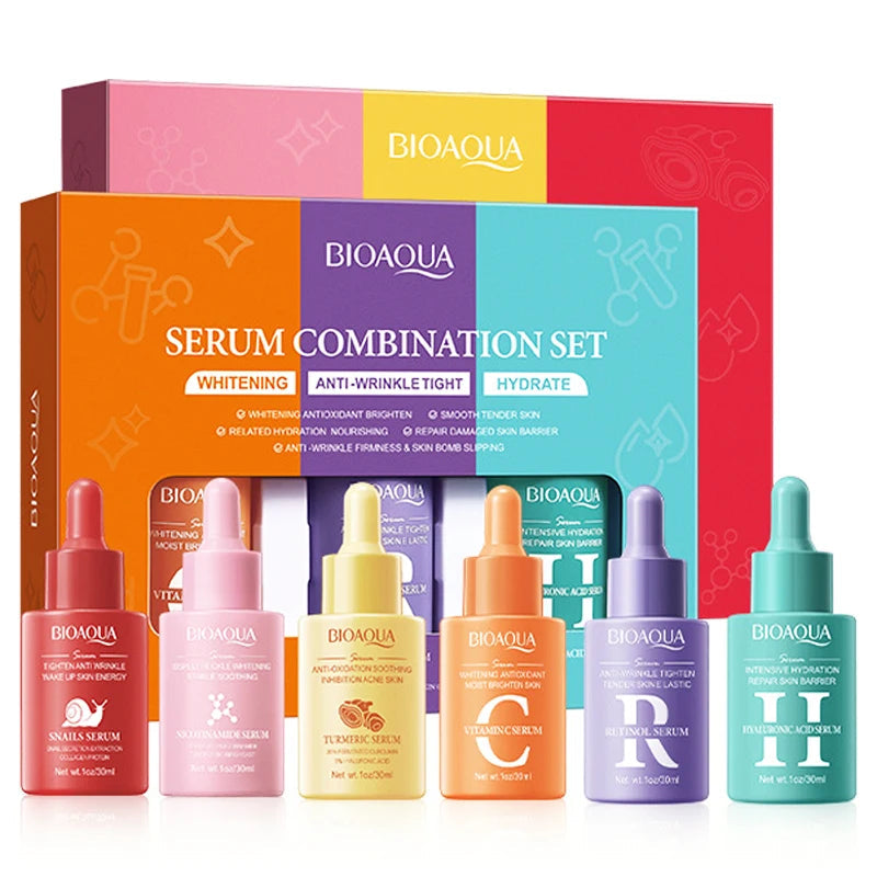3pcs/set BIOAQUA Vitamin C Retinol Hyaluronic Acid Serum Moisturizing Whitening Anti Wrinkle Facial Essence Skin Care Sets Halalzen