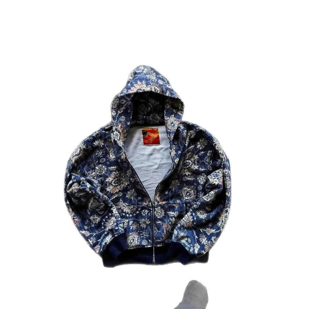 Women's Hoodies Y2k Clothes Tops 2025 Printed Ins Street American Retro Zipper Hooded Sweatshirt For Men And Women's Y2k Jacket HALALZEN