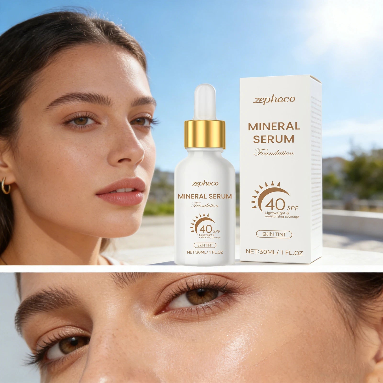 SPF 40 Sunscreen Liquid Foundation Isolation Cream Correct Skin Tone Reduce Dullness Conceal Pores Long Lasting Natural Face Halalzen