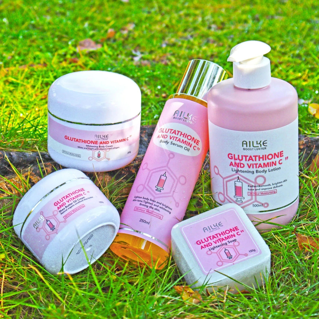 AILKE Whitening Skin Care Set, With Glutathion Vitamin C, Brighter Smoother Skin, Reduce Dark Spots, Clean Skin, Moisturizing Halalzen
