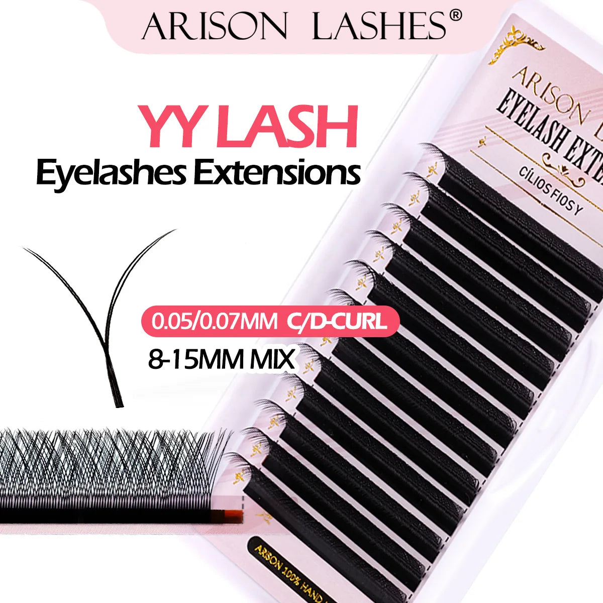 ARISON Black YY Eyelashes Extension Double Tips Lashes Cilios Y Premade Volume YY Shape EyeLash Grafting Extension Split Tip