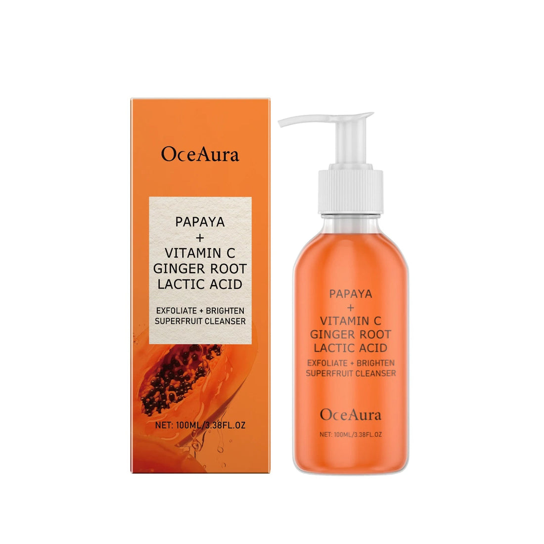 Oceaura Papaya Facial Cleanser Exfoliating Oil Control Deep Cleaning Pore Shrinking Blackhead Remover Dirt Brightening Face Wash Halalzen