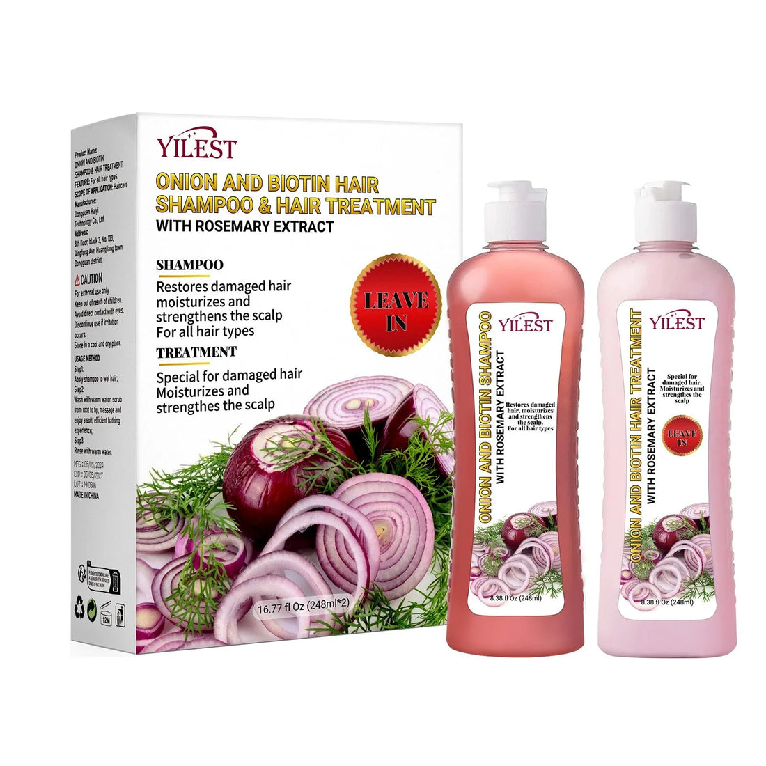 YILEST Onion Biotin Rosemary Shampoo Set Nourishes Hair Roots Restores Hair Luster Improves Hair Quality, Hair Care Cleanliness Halalzen