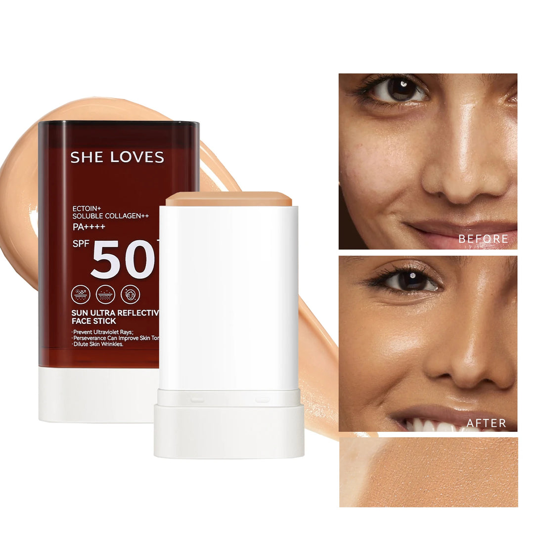 3-in-1 sunscreen concealer foundation cream, light in texture, covers flaws, and has a lasting makeup effect