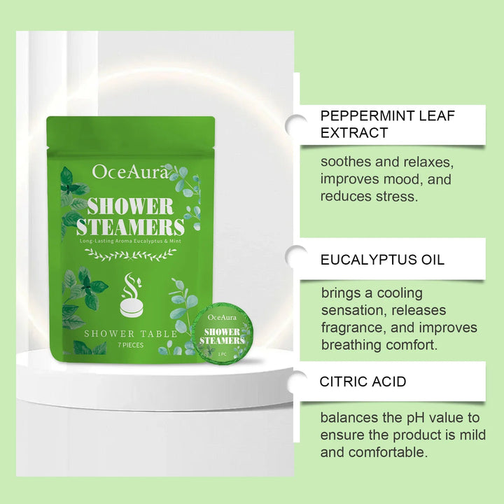 Mint Aromatherapy Shower Tablets Refreshing Soothing Fatigue Stress Relief Assisting Sleep Cleaning Moisturizing Shower Steamer Halalzen