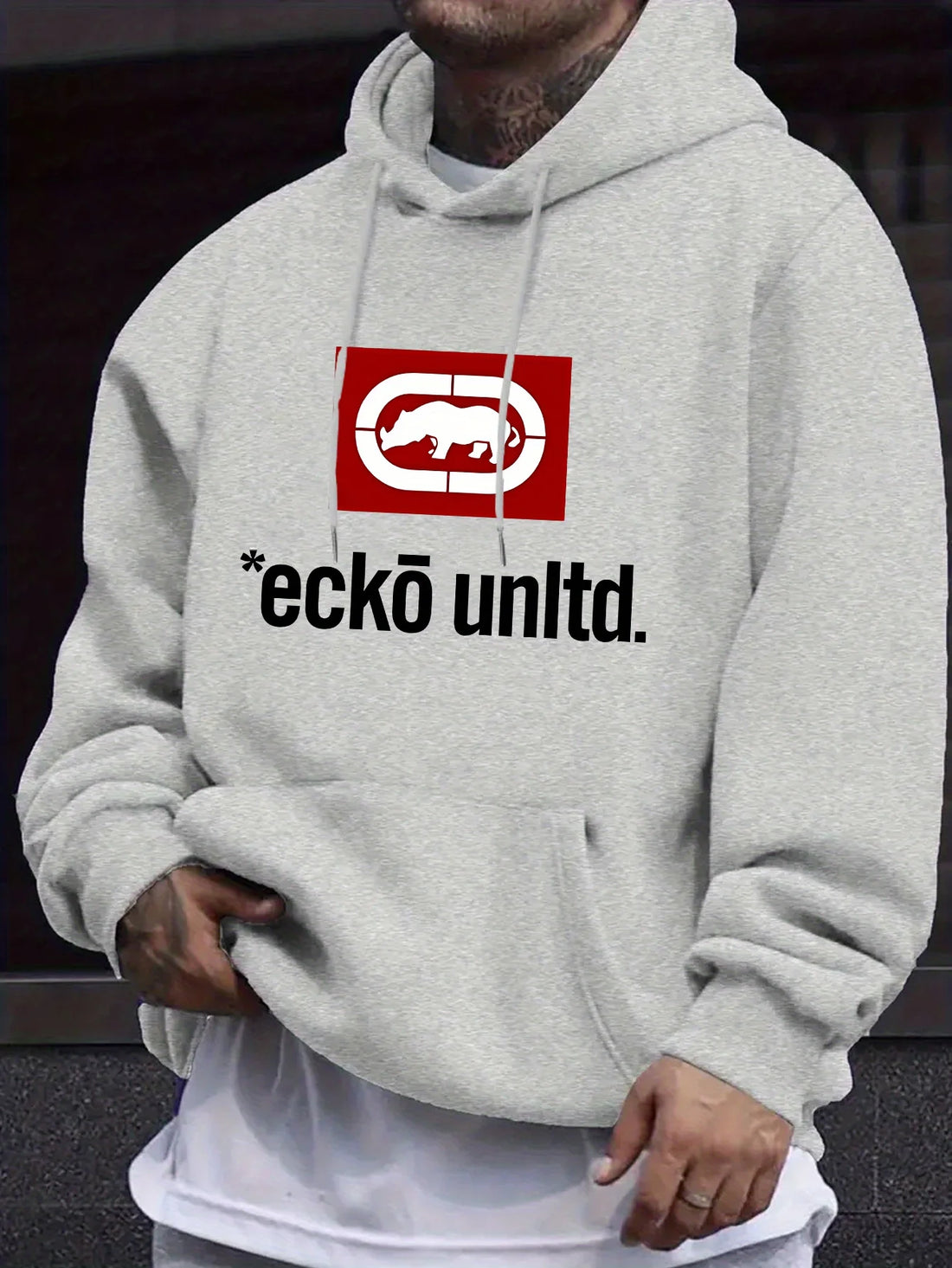 Men'S Hoodie with "Ecko Unlimited" Graphic - Casual Pullover Sweatshirt, Long Sleeve, Regular Fit Fall/Winter Casual Wear Hoodie
