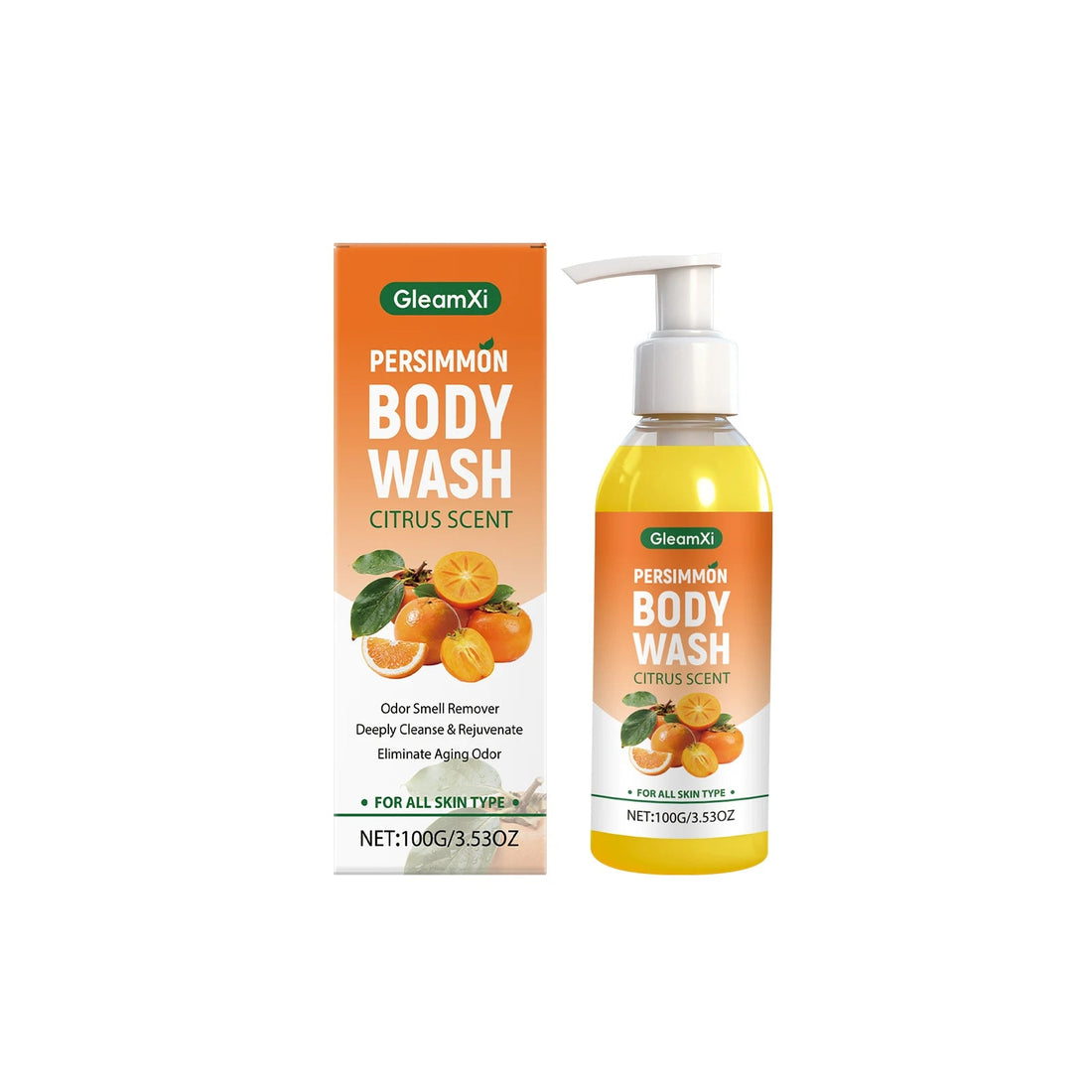 Refreshing Persimmon Shower Gel with Fresh Fruity Scent, Gently Cleanses and Smooths Body Skin Halalzen