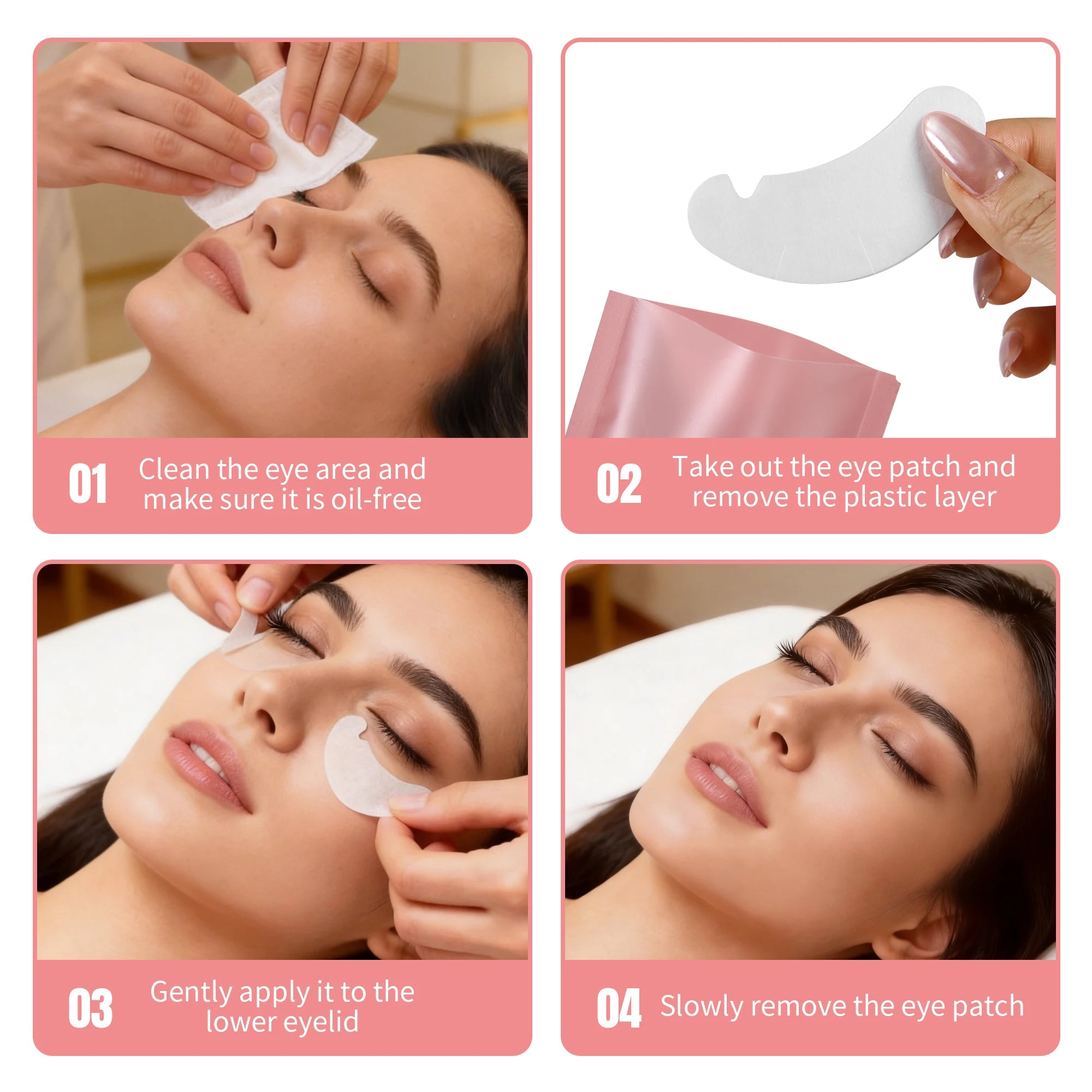 GLAMLASH 50pairs U Shape Eyelash Pads Grafted Lash Hydrogels Tips Sticker Makeup Tools Gel Patches Under Eye Pads