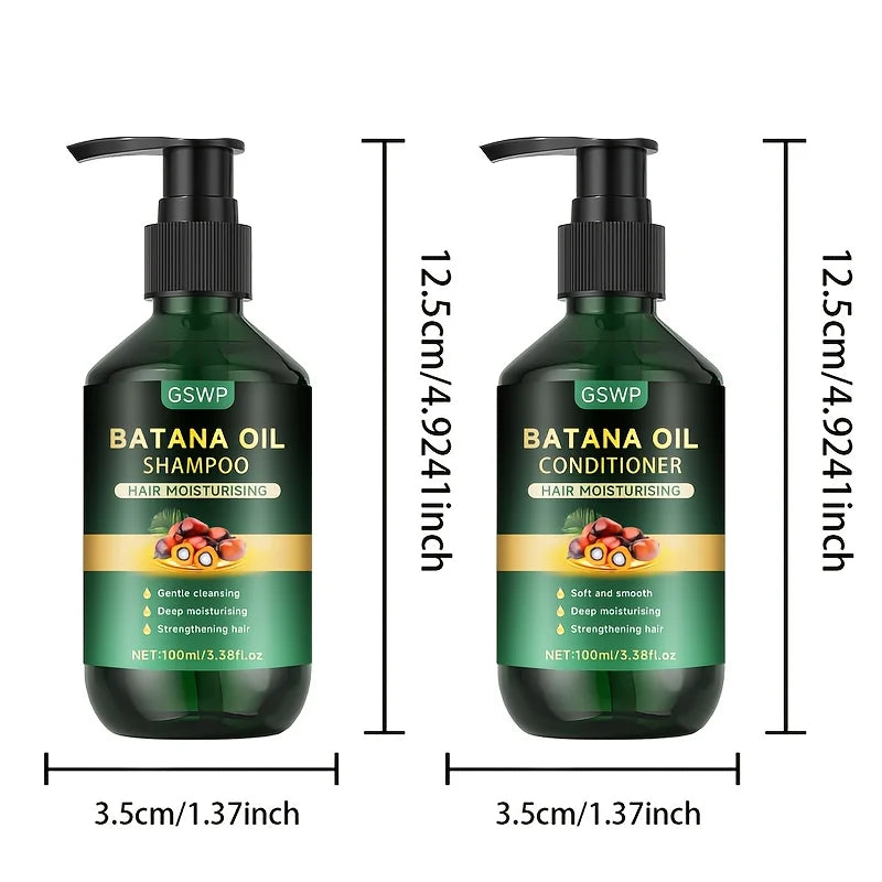 GSWP Batana Oil Shampoo Conditioner Set: Deeply moisturizes repairs, enhances shine and smoothness, soothes the scalp.100g+100g Halalzen